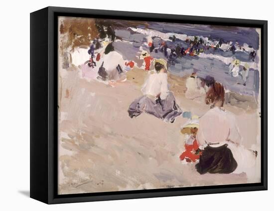 People Sitting on the Beach, 1906-Joaquín Sorolla y Bastida-Framed Premier Image Canvas