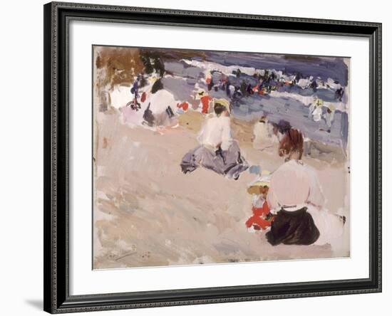 People Sitting on the Beach, 1906-Joaquín Sorolla y Bastida-Framed Giclee Print