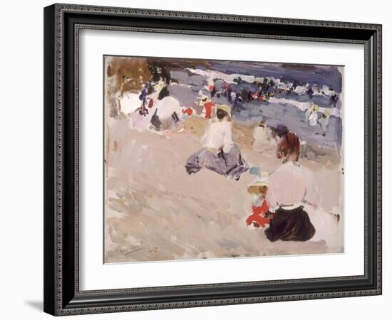 People Sitting on the Beach, 1906-Joaquín Sorolla y Bastida-Framed Giclee Print