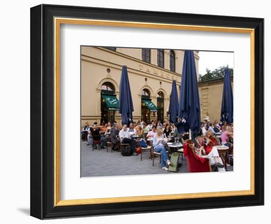 People Sitting Outside Cafe Tambosi, Munich, Germany-Yadid Levy-Framed Photographic Print