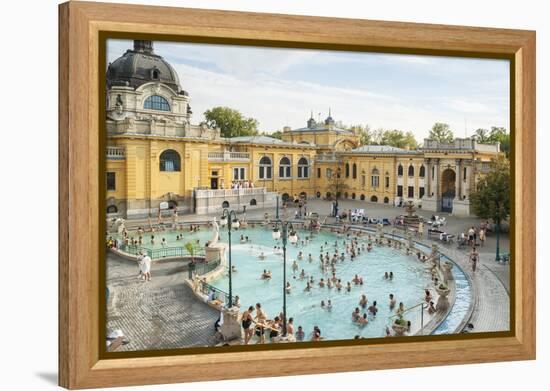 People Soaking and Swimming in the Famous Szechenhu Thermal Bath, Budapest, Hungary-Kimberly Walker-Framed Premier Image Canvas