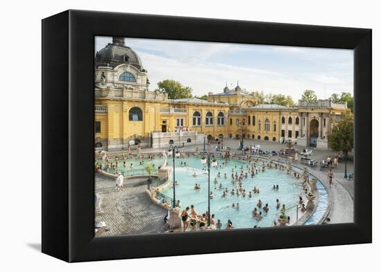 People Soaking and Swimming in the Famous Szechenhu Thermal Bath, Budapest, Hungary-Kimberly Walker-Framed Premier Image Canvas