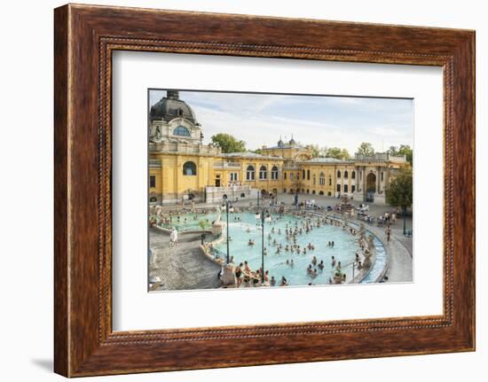 People Soaking and Swimming in the Famous Szechenhu Thermal Bath, Budapest, Hungary-Kimberly Walker-Framed Photographic Print