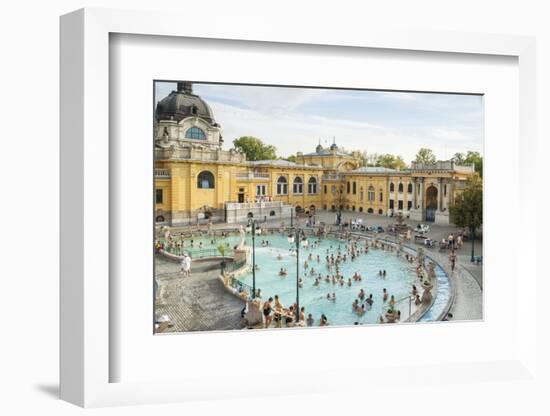 People Soaking and Swimming in the Famous Szechenhu Thermal Bath, Budapest, Hungary-Kimberly Walker-Framed Photographic Print