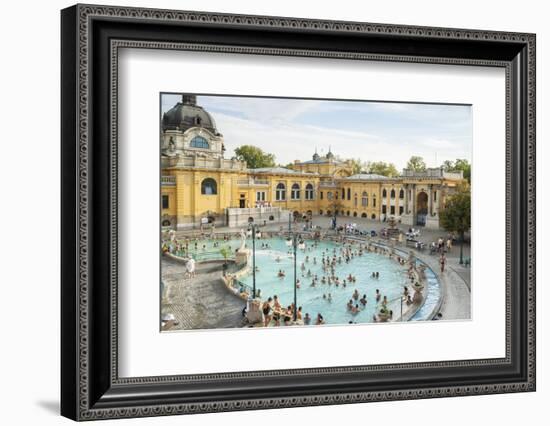 People Soaking and Swimming in the Famous Szechenhu Thermal Bath, Budapest, Hungary-Kimberly Walker-Framed Photographic Print