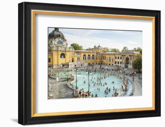 People Soaking and Swimming in the Famous Szechenhu Thermal Bath, Budapest, Hungary-Kimberly Walker-Framed Photographic Print