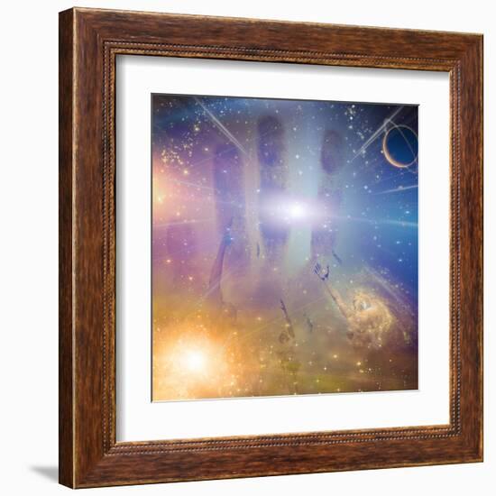 People Soaring Toward Light Amongst Stars-rolffimages-Framed Art Print