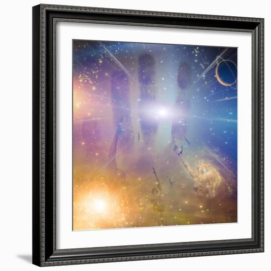 People Soaring Toward Light Amongst Stars-rolffimages-Framed Art Print