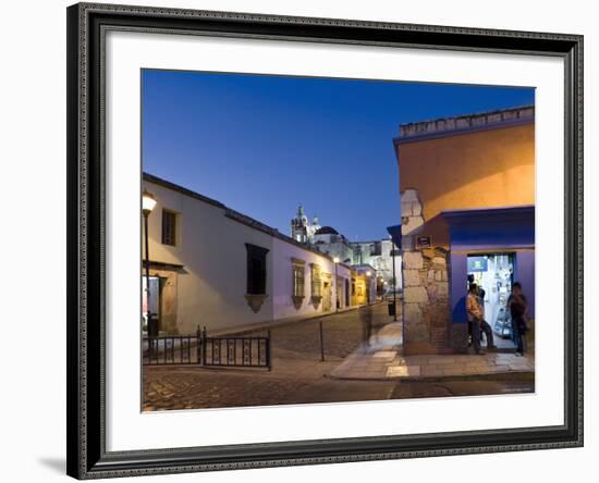 People Stood in Shop Doorway at Dusk, Oaxaca, Oaxaca State, Mexico-Peter Adams-Framed Photographic Print