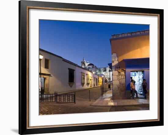 People Stood in Shop Doorway at Dusk, Oaxaca, Oaxaca State, Mexico-Peter Adams-Framed Photographic Print