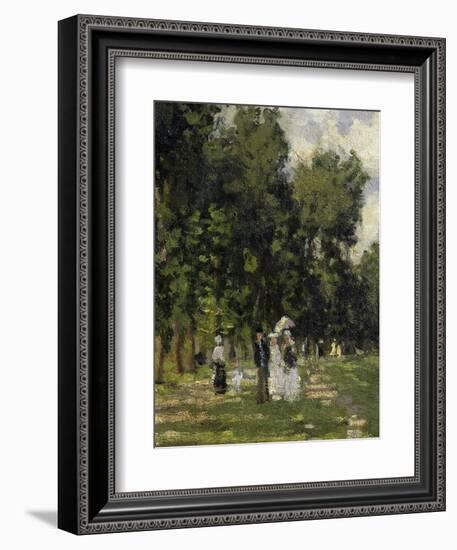 People Strolling, from Le Bassin D'Argenteuil, the Lake at Argenteuil, France, C. 1872, Detail-Claude Monet-Framed Giclee Print