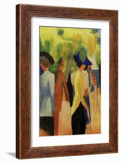 People Strolling under Trees-Auguste Macke-Framed Giclee Print