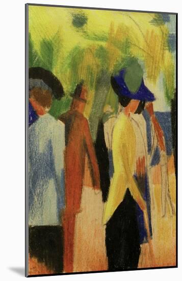 People Strolling under Trees-Auguste Macke-Mounted Giclee Print
