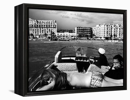 People Sunbathing During the Cannes Film Festival-Paul Schutzer-Framed Premier Image Canvas