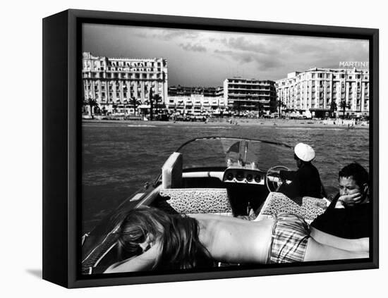People Sunbathing During the Cannes Film Festival-Paul Schutzer-Framed Premier Image Canvas