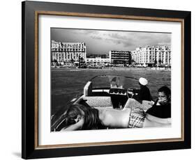 People Sunbathing During the Cannes Film Festival-Paul Schutzer-Framed Photographic Print