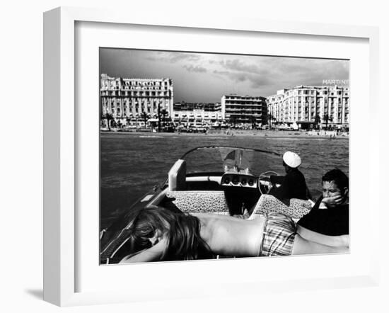 People Sunbathing During the Cannes Film Festival-Paul Schutzer-Framed Photographic Print