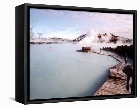 People Swim in the Blue Lagoon Spa in Grindavik, Iceland-null-Framed Premier Image Canvas