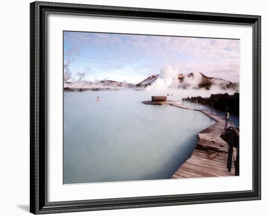 People Swim in the Blue Lagoon Spa in Grindavik, Iceland-null-Framed Photographic Print