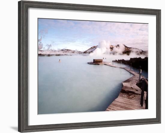 People Swim in the Blue Lagoon Spa in Grindavik, Iceland-null-Framed Photographic Print