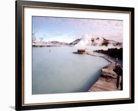 People Swim in the Blue Lagoon Spa in Grindavik, Iceland-null-Framed Photographic Print