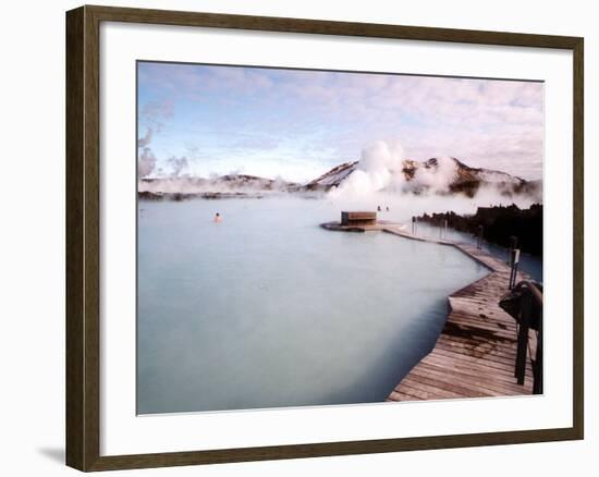 People Swim in the Blue Lagoon Spa in Grindavik, Iceland-null-Framed Photographic Print