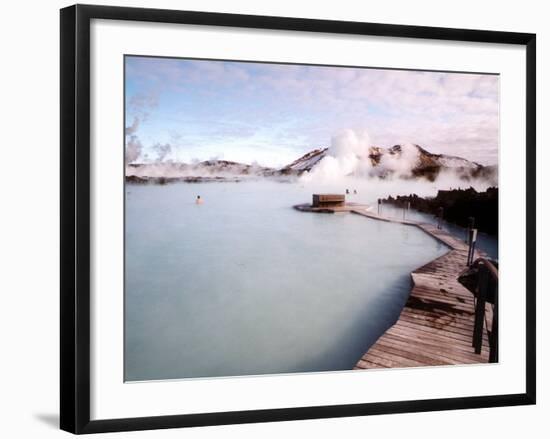 People Swim in the Blue Lagoon Spa in Grindavik, Iceland-null-Framed Photographic Print