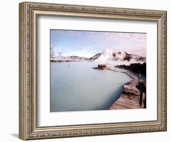 People Swim in the Blue Lagoon Spa in Grindavik, Iceland-null-Framed Photographic Print