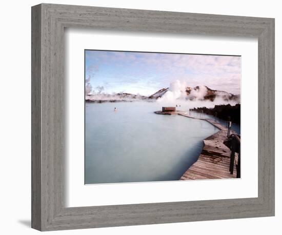 People Swim in the Blue Lagoon Spa in Grindavik, Iceland-null-Framed Photographic Print