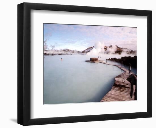 People Swim in the Blue Lagoon Spa in Grindavik, Iceland-null-Framed Photographic Print