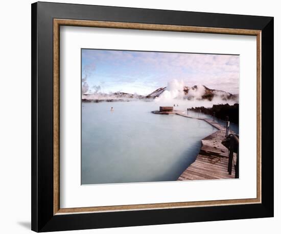 People Swim in the Blue Lagoon Spa in Grindavik, Iceland-null-Framed Photographic Print