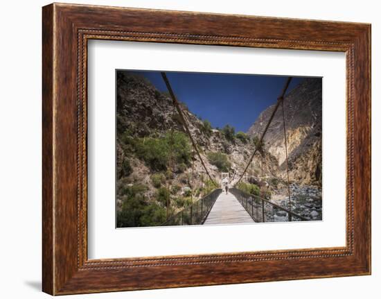 People Trekking over Colca River Bridge, Colca Canyon, Peru, South America-Matthew Williams-Ellis-Framed Photographic Print