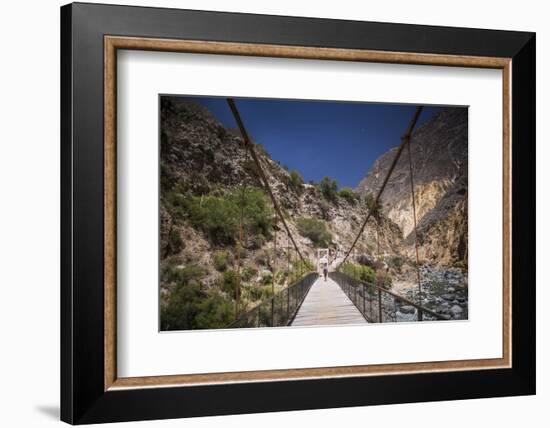 People Trekking over Colca River Bridge, Colca Canyon, Peru, South America-Matthew Williams-Ellis-Framed Photographic Print