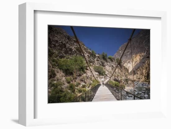 People Trekking over Colca River Bridge, Colca Canyon, Peru, South America-Matthew Williams-Ellis-Framed Photographic Print