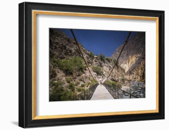 People Trekking over Colca River Bridge, Colca Canyon, Peru, South America-Matthew Williams-Ellis-Framed Photographic Print