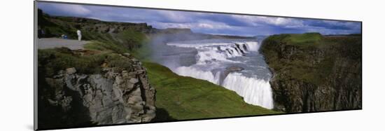 People Viewing Gullfoss or the Golden Waterfall, Iceland-null-Mounted Photographic Print