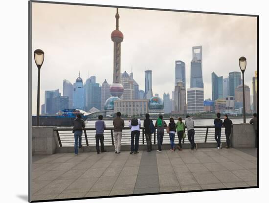 People Viewing the Pudong Skyline and the Oriental Pearl Tower from the Bund, Shanghai, China, Asia-Amanda Hall-Mounted Photographic Print