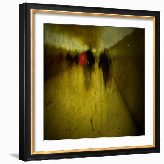 People Walking Along a Tunnel-Luis Beltran-Framed Photographic Print