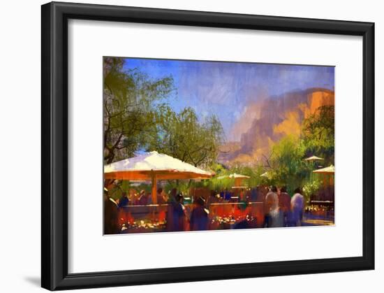 People Walking in the Park,Digital Painting,Illustration-Tithi Luadthong-Framed Art Print