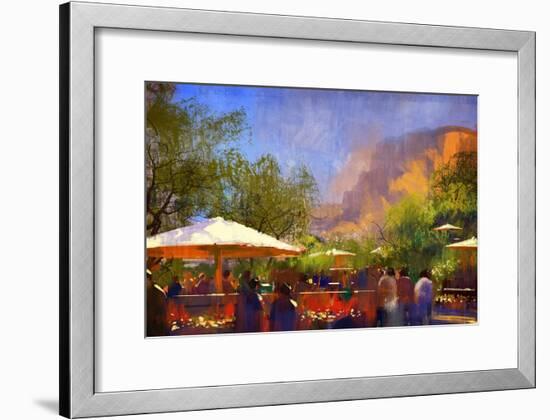 People Walking in the Park,Digital Painting,Illustration-Tithi Luadthong-Framed Art Print