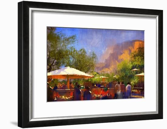 People Walking in the Park,Digital Painting,Illustration-Tithi Luadthong-Framed Art Print