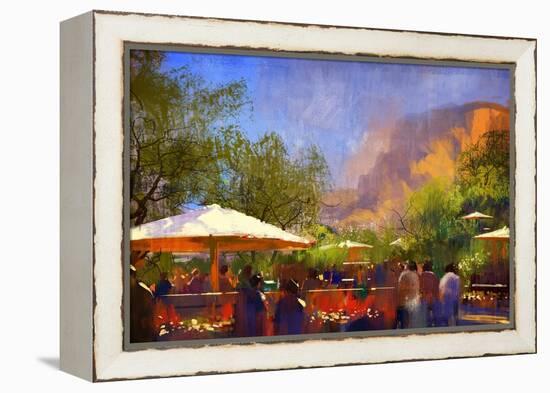 People Walking in the Park,Digital Painting,Illustration-Tithi Luadthong-Framed Stretched Canvas