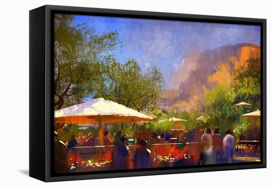 People Walking in the Park,Digital Painting,Illustration-Tithi Luadthong-Framed Stretched Canvas