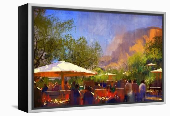 People Walking in the Park,Digital Painting,Illustration-Tithi Luadthong-Framed Stretched Canvas