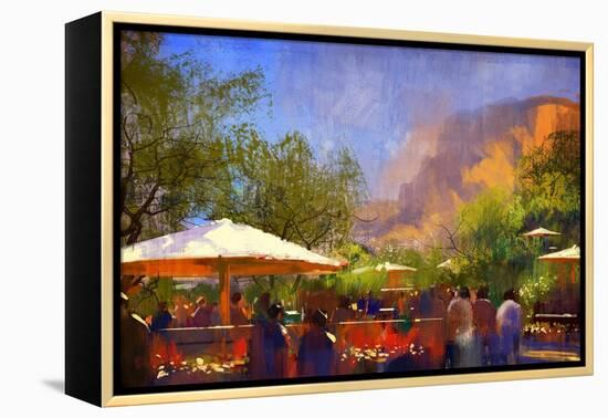 People Walking in the Park,Digital Painting,Illustration-Tithi Luadthong-Framed Stretched Canvas