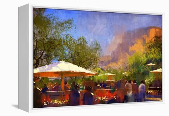 People Walking in the Park,Digital Painting,Illustration-Tithi Luadthong-Framed Stretched Canvas