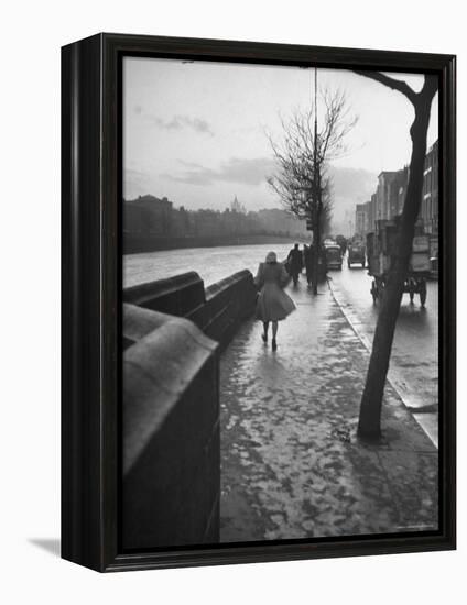 People Walking Through Dublin in the Rain-Tony Linck-Framed Premier Image Canvas