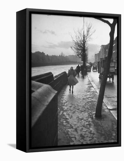 People Walking Through Dublin in the Rain-Tony Linck-Framed Premier Image Canvas