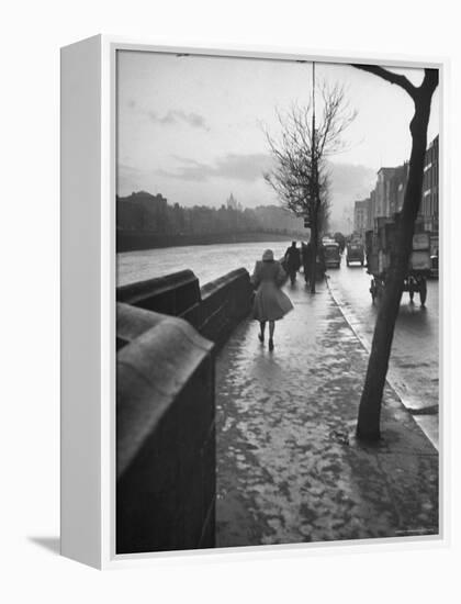 People Walking Through Dublin in the Rain-Tony Linck-Framed Premier Image Canvas