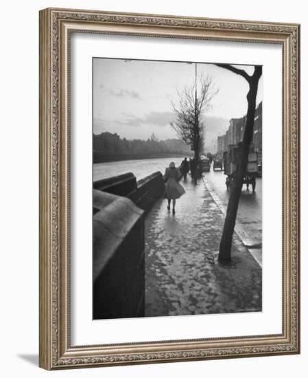 People Walking Through Dublin in the Rain-Tony Linck-Framed Photographic Print